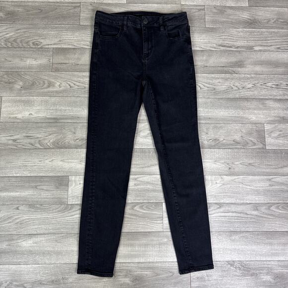 American Eagle Hi-Rise Jegging Skinny Jeans Black Wash sz 10 - Picture 2 of 8
